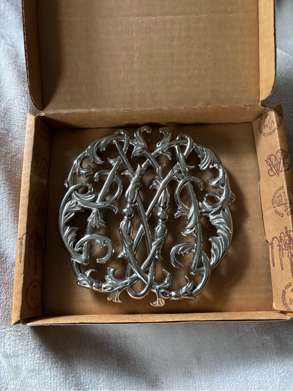 Rare Virginia Metalcrafters White Brass Trivet